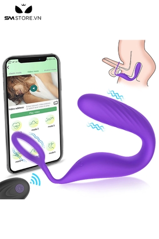 SMT4886 - Máy rung hậu môn 2 đầu có vòng đeo dương vật điều khiển APP