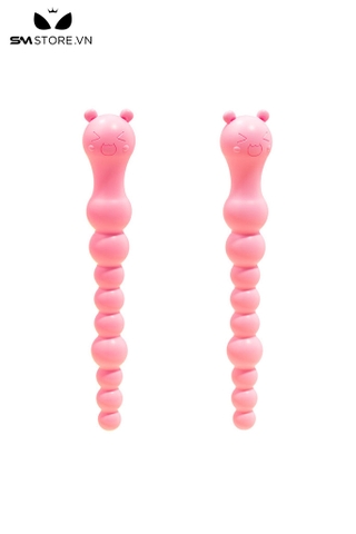 SMT4922 - Anal beads dạng chuỗi hạt hình tai gấu dài 21cm silicon mềm
