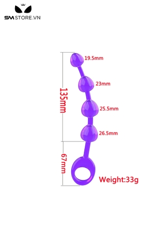SMT4927 - Đồ chơi hậu môn với cấu trúc hạt tăng dần có quai đeo