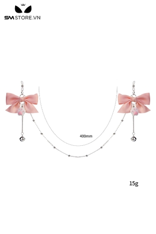 SMT4944 - Kẹp núm vú gắn nơ đính chân mèo dài 46cm có nút chỉnh