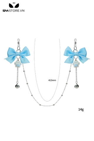 SMT4944 - Kẹp núm vú gắn nơ đính chân mèo dài 46cm có nút chỉnh
