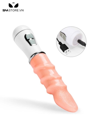 SMT5018 - Lưỡi rung có vân xoắn ốc có bi nhỏ nổi dài 10cm kiểu sạc pin