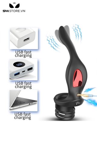 SMT5029 - Vòng chống xuất tinh đeo cu mix butt plug điều khiển từ xa