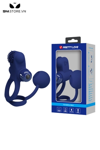 SMT5048 - Vòng đeo dương vật có 10 tần số rung mix viên bi tròn nhỏ