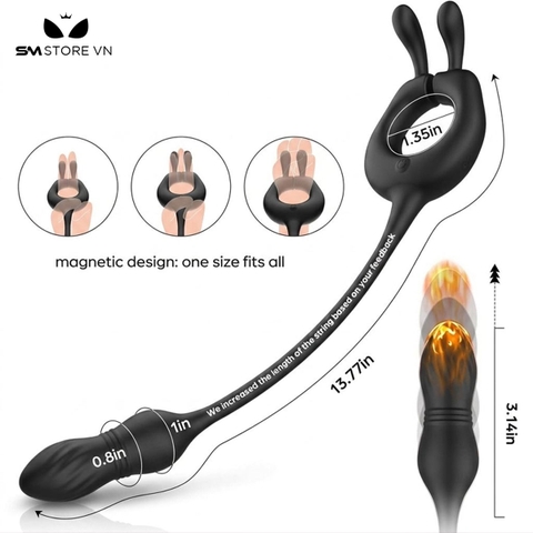 SMT5049 - Vòng đeo dương vật tai thỏ mix butt plug mix sưởi ấm
