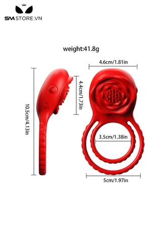 SMT5059 - Vòng rung dương vật đầu massage hoa hồng và sạc điện