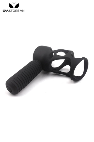 SMT5079 - Vòng đeo chim rung thiết kế dạng lưới mix butt plug dài