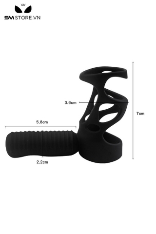 SMT5079 - Vòng đeo chim rung thiết kế dạng lưới mix butt plug dài