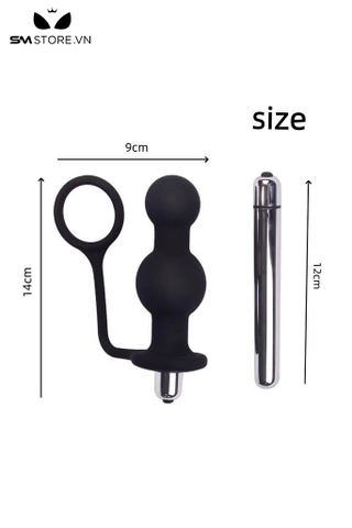 SMT5118 - Plug rung dạng chuỗi hạt mix vòng đeo dương vật dài 14cm