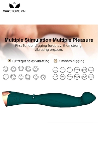 SMT5153 - Máy rung đầu dương vật dáng cong có 10 tần số dài 22.5cm