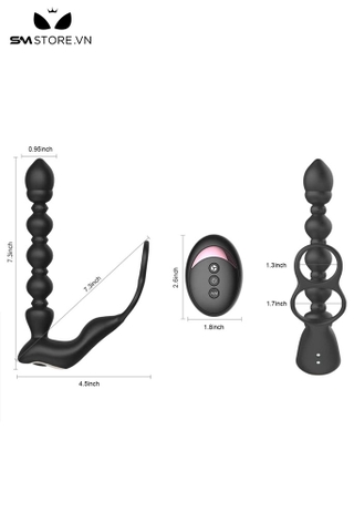 SMT5175 - Anal beads mix vòng đeo gốc dương vật điều khiển từ xa