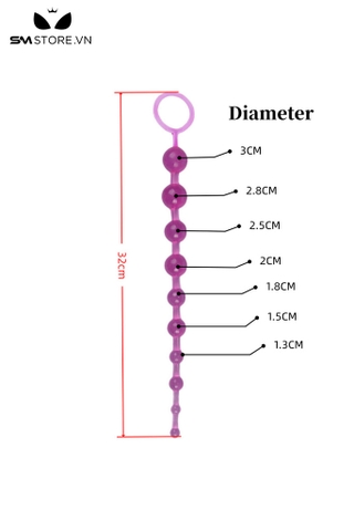 SMT5182 - Anal beads silicon đàn hồi với chuỗi 10 hạt dài 32cm
