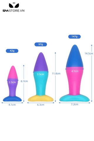 SMT5212 - Set sex anal plug thiết kế 2 màu và đế dính tường có 3 kích cỡ