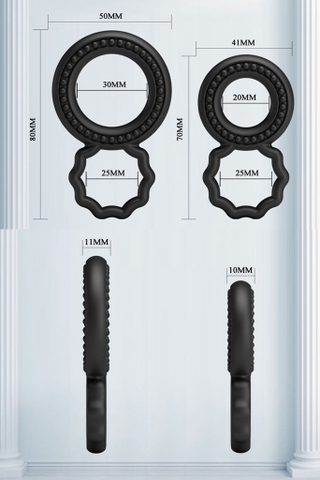 SMT5222 - Combo 2 vòng đeo gốc dương vật silicon có bi nổi quanh