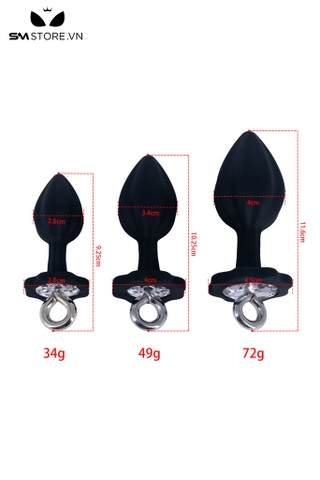 SMT5255 - Butt plug silicon phần đế hình hoa mận mix vòng kéo