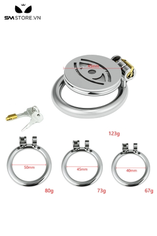 SMT5264 - Khóa dương vật inox mặt dẹt hình đôi mắt có 3 size vòng