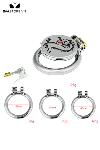 SMT5267 - Khóa dương vật inox mặt dẹt thiết kế hình con rồng dài 45mm