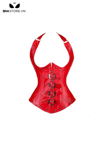 SMT5279 - Áo corset nịt bụng steampunk leather corset mix thắt lưng