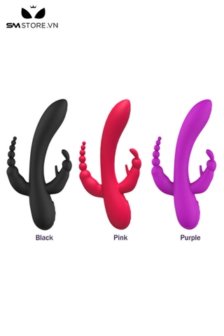 SMT5286 - Máy rung tai thỏ 3 đầu có 12 chế độ mix anal bead dài 21cm