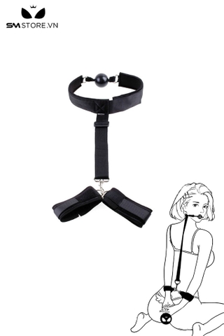 SMT633 - Ball gag thiết kế nối liền còng tay giúp cố định tư thế
