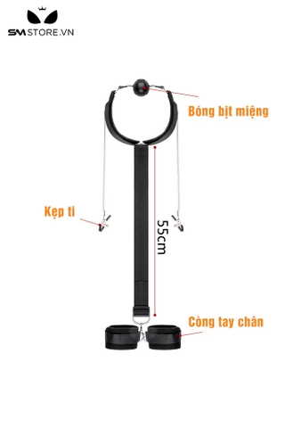 SMT634 - Kẹp núm vú & ballgag liền còng tay cố định tư thế