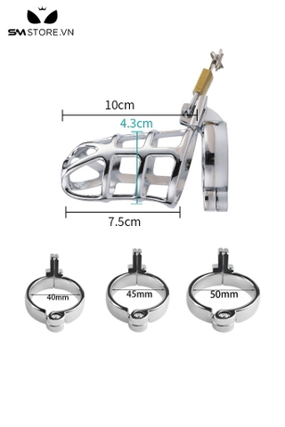 SMT615 - Khóa dương vật inox dạng lồng dài từ 7,5cm đến 10cm