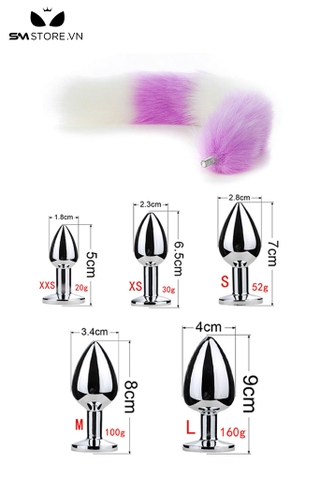 SMT043 - butt plug đuôi cáo cosplay 4 khúc và phích cắm hậu môn trơn