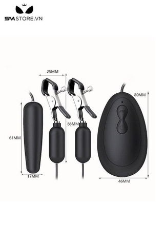 SMT2911 - Kẹp núm vú và âm vật mix trứng rung dài 86mm