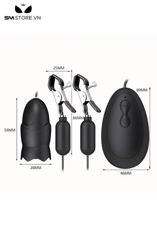 SMT2912 - Kẹp âm vật rung kèm trứng có lưỡi liếm điều khiển có dây
