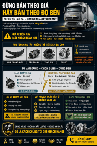 ĐỪNG BÁN THEO GIÁ – HÃY BÁN THEO ĐỘ BỀN (KINH NGHIỆM XƯƠNG MÁU NGÀNH PHỤ TÙNG HOWO)
