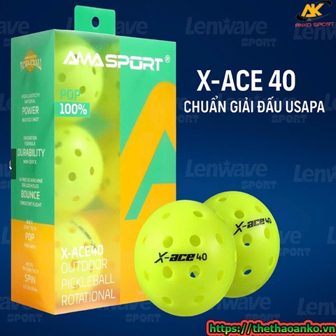 Bóng pickleball ama sport X-Ace 40 hộp 3 quả