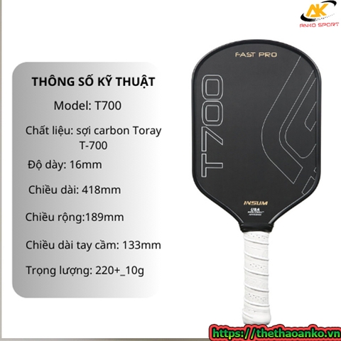Vợt pickleball AMASPORT T700 FAST PRO - RAW