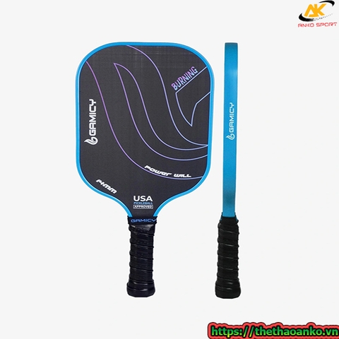 Vợt Pickleball Gamicy Burning T300 14mm - Viền màu xanh