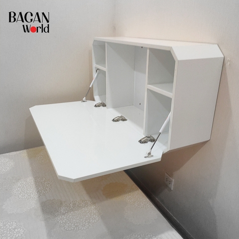 Bàn học gấp gọn treo tường khung kệ ngăn hộp Bagan THL