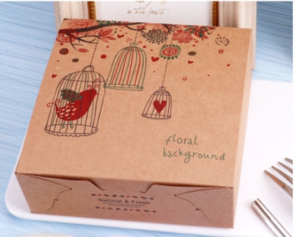 Hộp Họa Tiết Hoa Và Chim Đựng Bánh Trung Thu Giấy Kraft Vintage Đựng 4 Bánh Hoặc 6 Bánh Loại 50gr