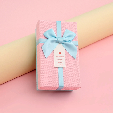 HQ15 - Hộp quà chữ nhật nhỏ Hồng, Hộp + rơm 14*8*5