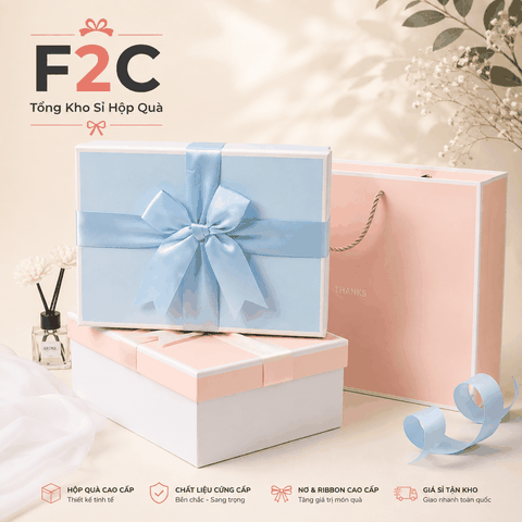 Hộp quà giấy màu hồng, xanh Pastel đựng quà sinh nhật kèm túi pastel nhiều size