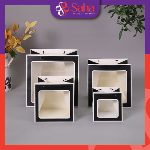 Túi giấy cửa sổ hình vuông thiết kế kiểu Carton 2D