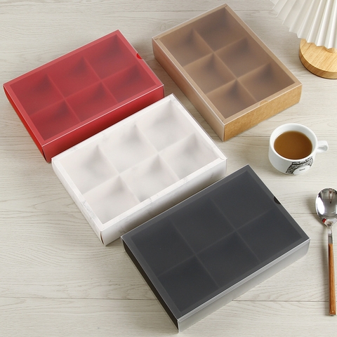 Hộp giấy Kraft đựng bánh nắp nhựa 4 ngăn