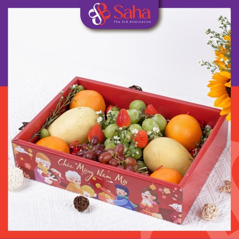 Khay Giấy Nắp Mica Đựng Trái Cây, Hoa Quả Trưng Bày, Làm Quà Tặng - HB12