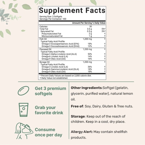 Ultra Omega 3-6-9 Burpless Softgels