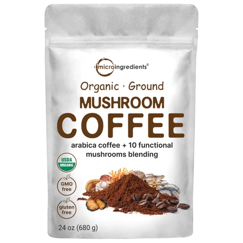 Organic 10 in 1 Ground Mushroom Coffee Powder, 24oz