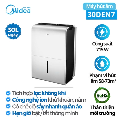 Máy hút ẩm kiêm sấy, lọc không khí Midea MDDP30DEN7-QA3 30L/ngày