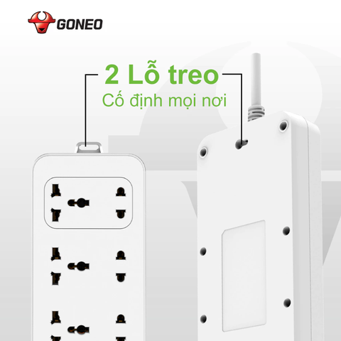 Ổ cắm điện đa năng Gongniu 6 lỗ 2 chấu 1 công tắc có nắp che an toàn dây dài 5m GNVN-N1330-50(P)