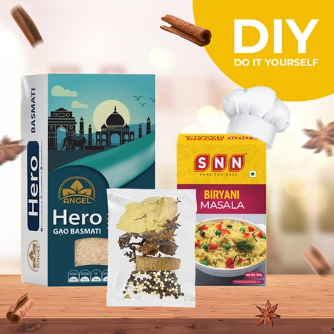 Set nguyên liệu gia vị món Biryani Cơm gà chuẩn vị Ấn Độ (3-5 phần)