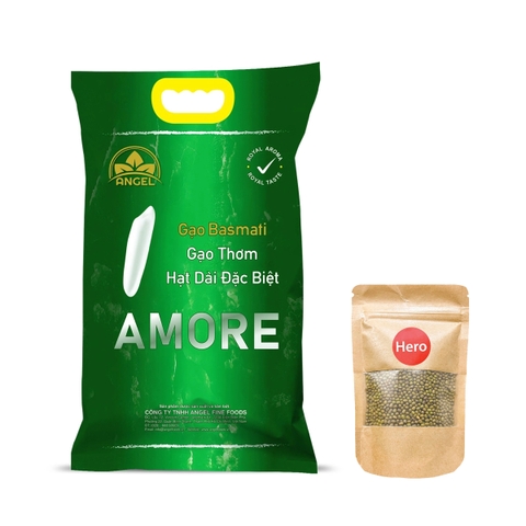 Combo 5kg Gạo Basmati và 200gr Đậu xanh Moong Dal