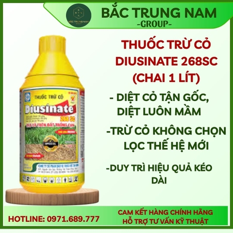 Thuốc Trừ Cỏ DIUSINATE 268 SC, Thuốc trừ cỏ không chọn lọc, diệt cỏ dại kết hợp diệt mầm, tác động tiếp xúc và lưu dẫn