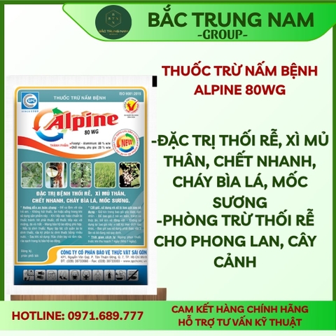 Thuốc trừ nấm bệnh Alpine 80WG gói 100g, trị thối rễ, xì mủ, sương mai cho phong lan và cây cảnh