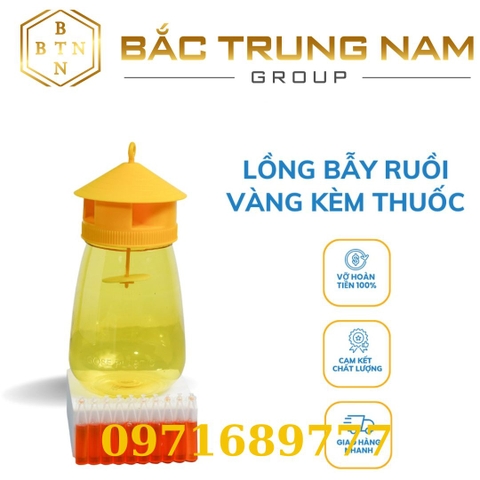 Lồng bẫy ruồi vàng 1L hũ bắt côn trùng kèm thuốc dẫn dụ hàng chính hãng