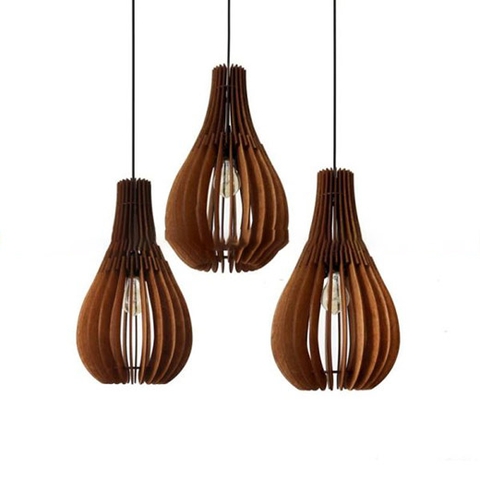 Đèn gỗ trang trí thả trần thẩm mỹ